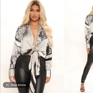 Fashion Nova Blossomed Soul Satin Top L NEW